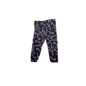 Winter holiday festive Christmas candy cane black tights leggings baby 18-24m